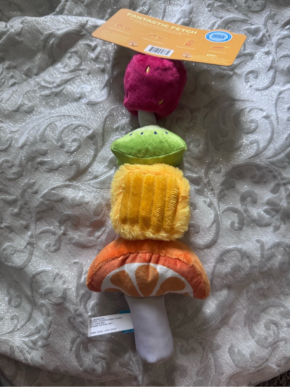 Fantastic Fetch Plush Fruit Stack Dog Toy - Orange, Yellow, Green, Pink
